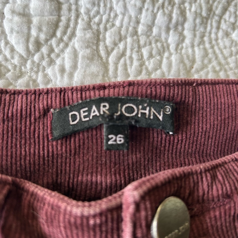 DEAR JOHN high rise corduroy 5 pocket pants. Mulberry color, size 26. Flare leg. - Picture 10 of 16